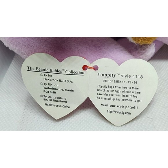 2 Vintage The Beanie Babies Ears 95 & Floppity 96 Stuffed Animals Bundle - Picture 9 of 11